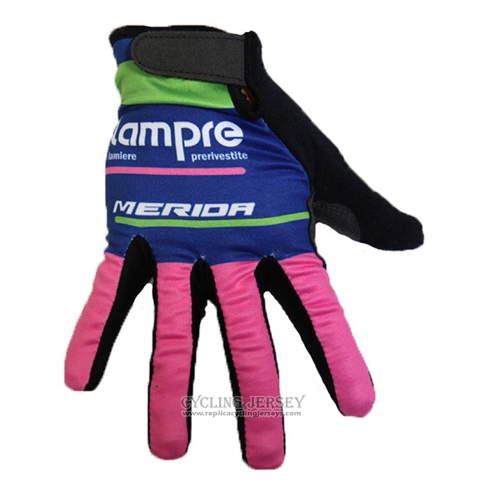 2020 Lampre Merida Full Finger Gloves Cycling Pink Blue
